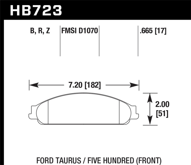 Ford Five Hundred Brake Pads - Front - Hawk Performance - HPS 5.0 - `05-`07